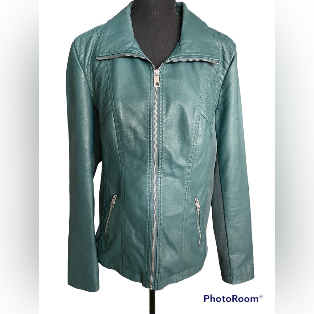 Blue-Green Style & Co faux leather jacket